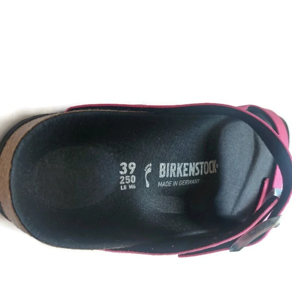 Birkenstock Womens 8 Mens 6 Arizona Rivet Logo Sandals Velvet Pink EU 39 Narrow - Picture 2 of 10